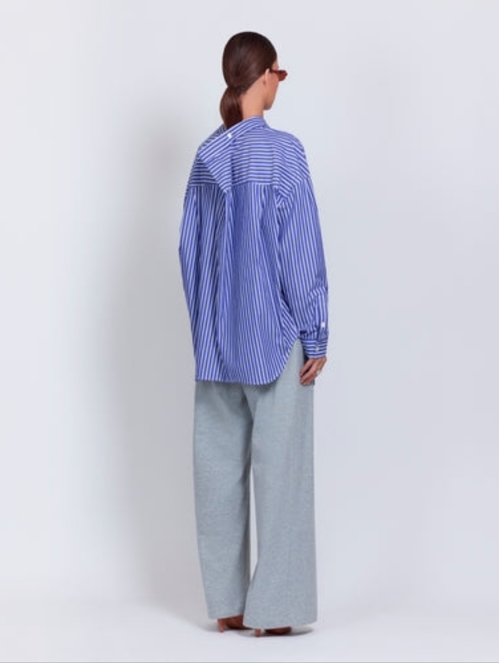 ROUCHA Striped Navy and White Button-Down Shirt l